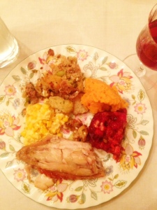 Thanksgiving, holiday, turkey, sweet potatoes, jello, stuffing, plate, dinner